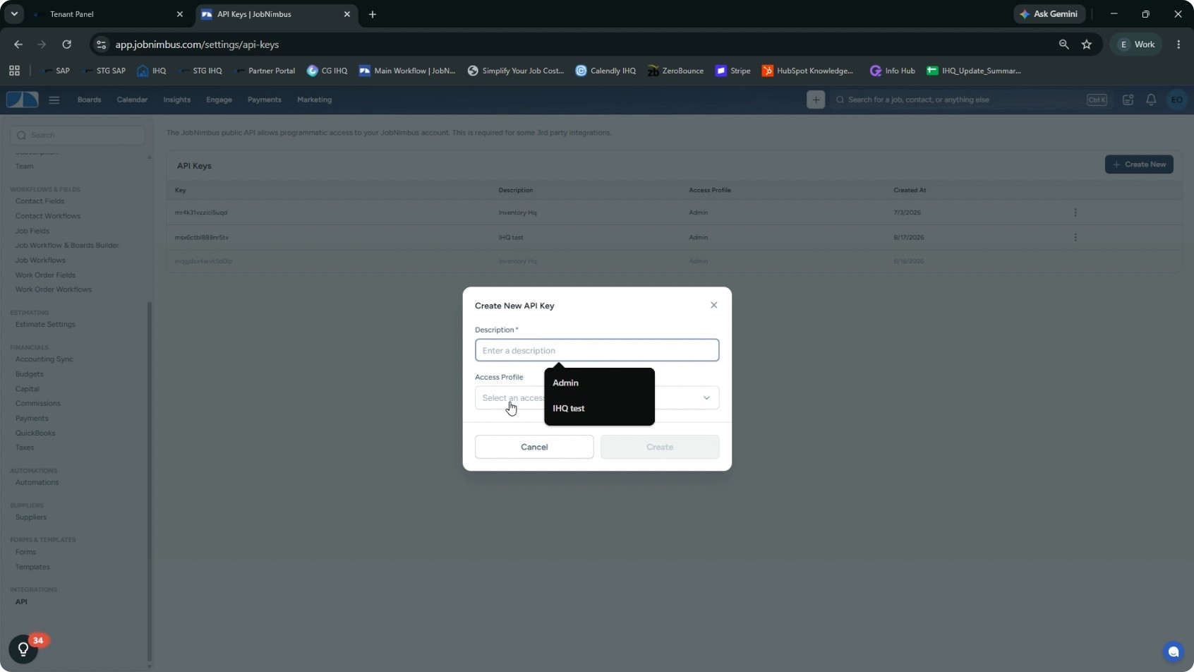 Create an API Key in JobNimbus screenshot 4