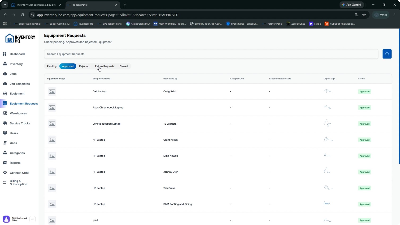 Process and Track Equipment Requests screenshot 3