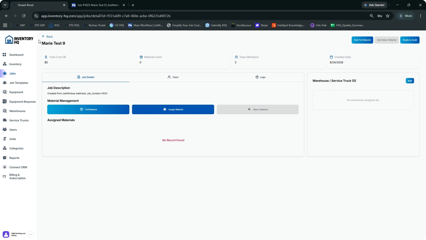 Pull Materials for the Job in InventoryHQ screenshot 2