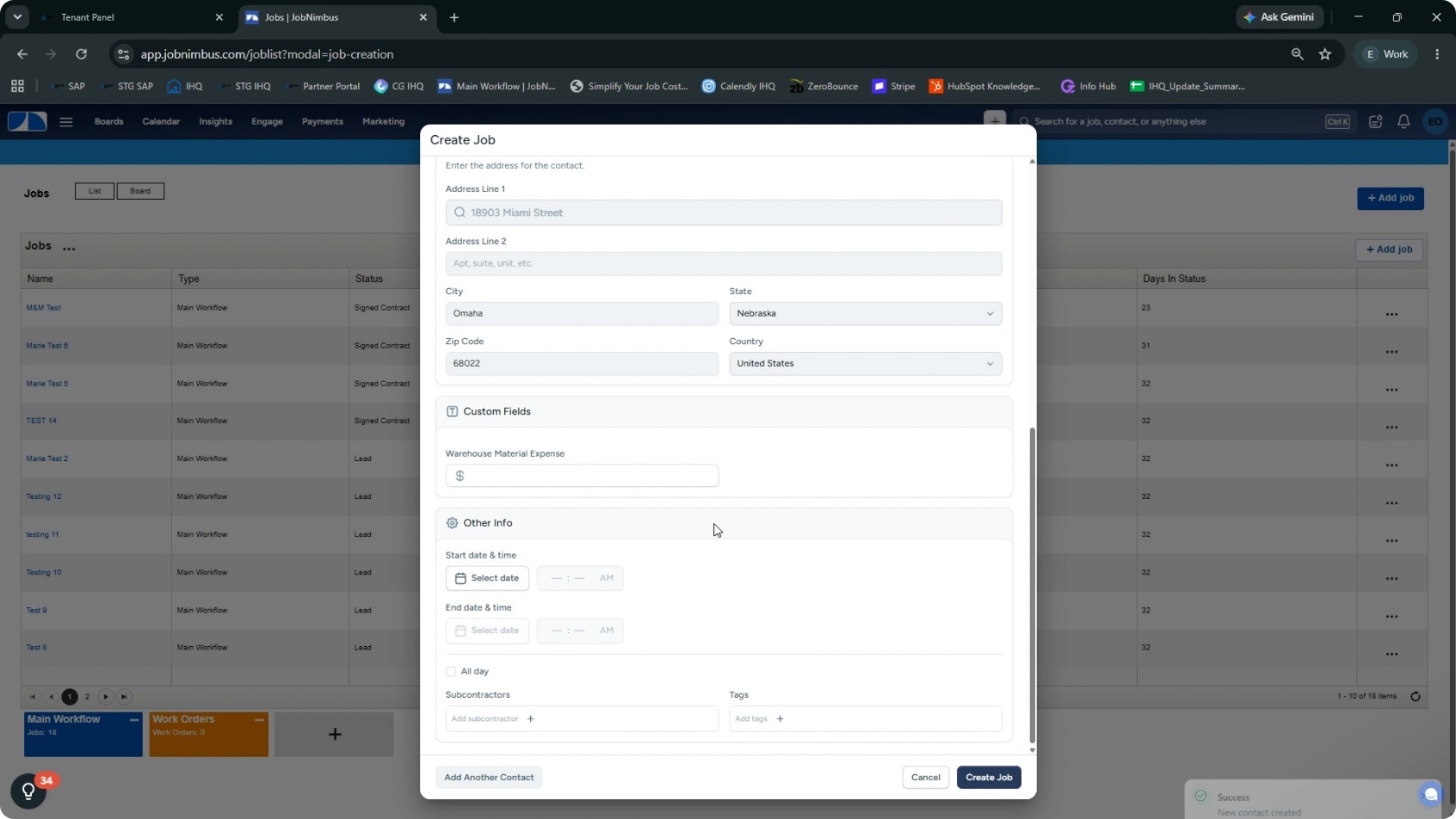 Create a Test Job in JobNimbus screenshot 5