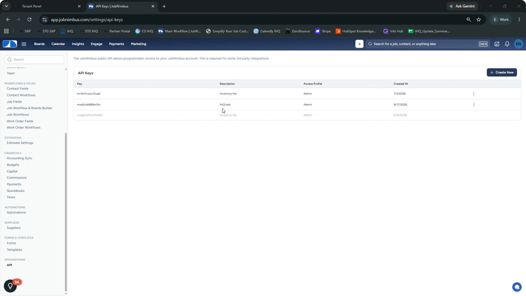 Create an API Key in JobNimbus screenshot 6