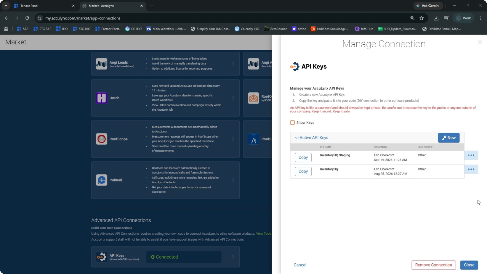 Generate an API Key in AccuLynx screenshot 4