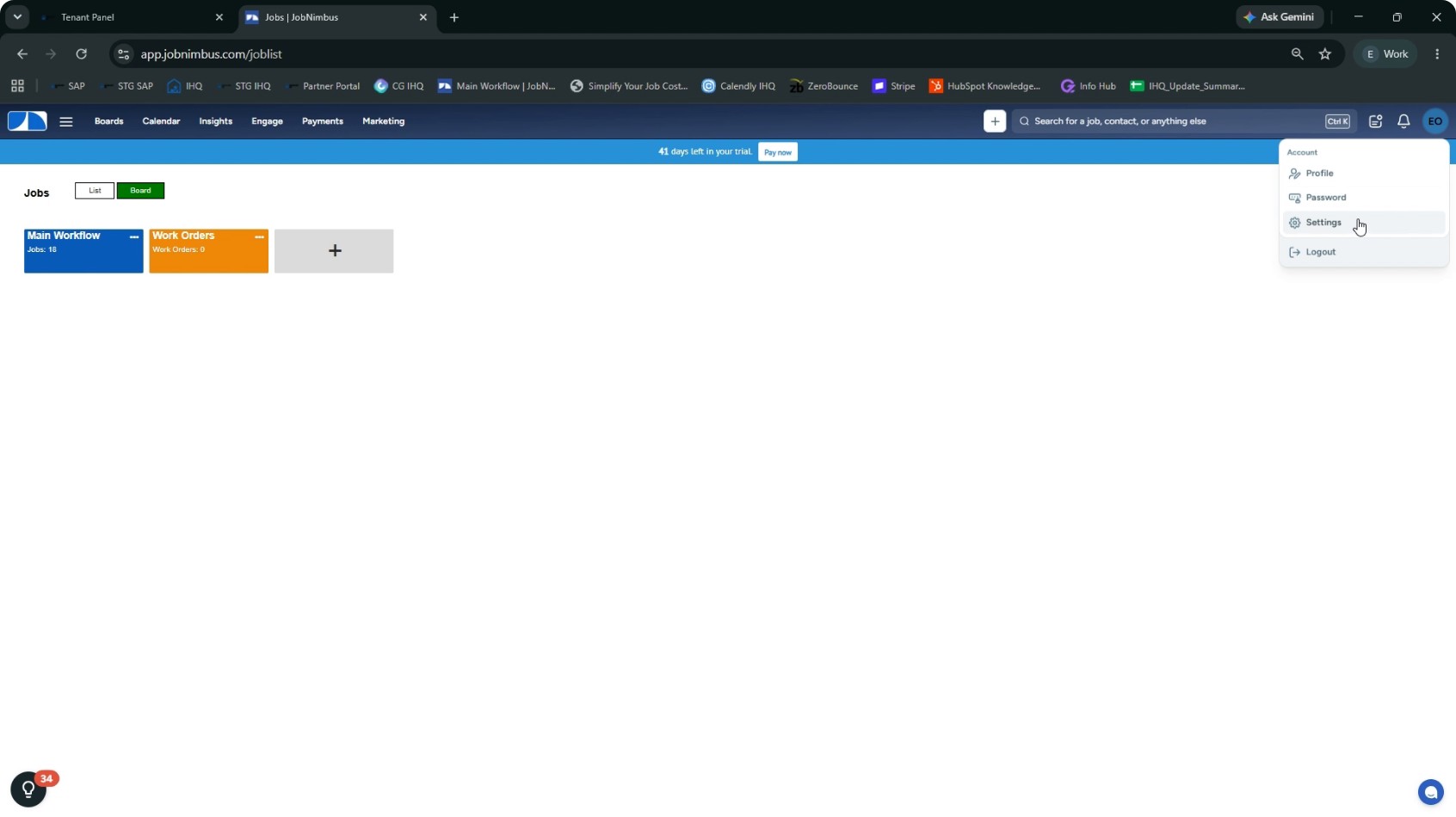 Open API Settings in JobNimbus screenshot 3