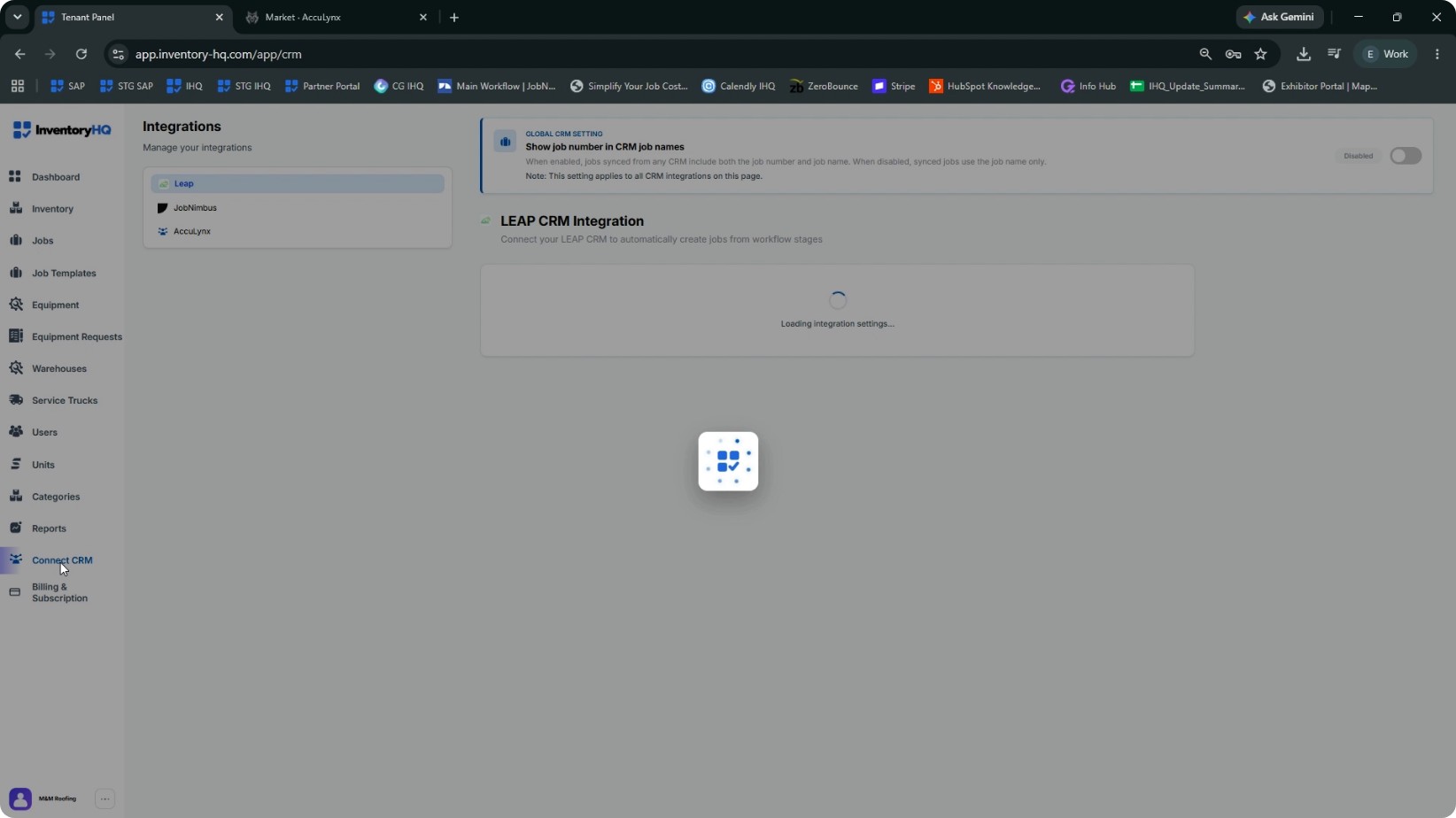 Connect AccuLynx to InventoryHQ Using the API Key screenshot 1