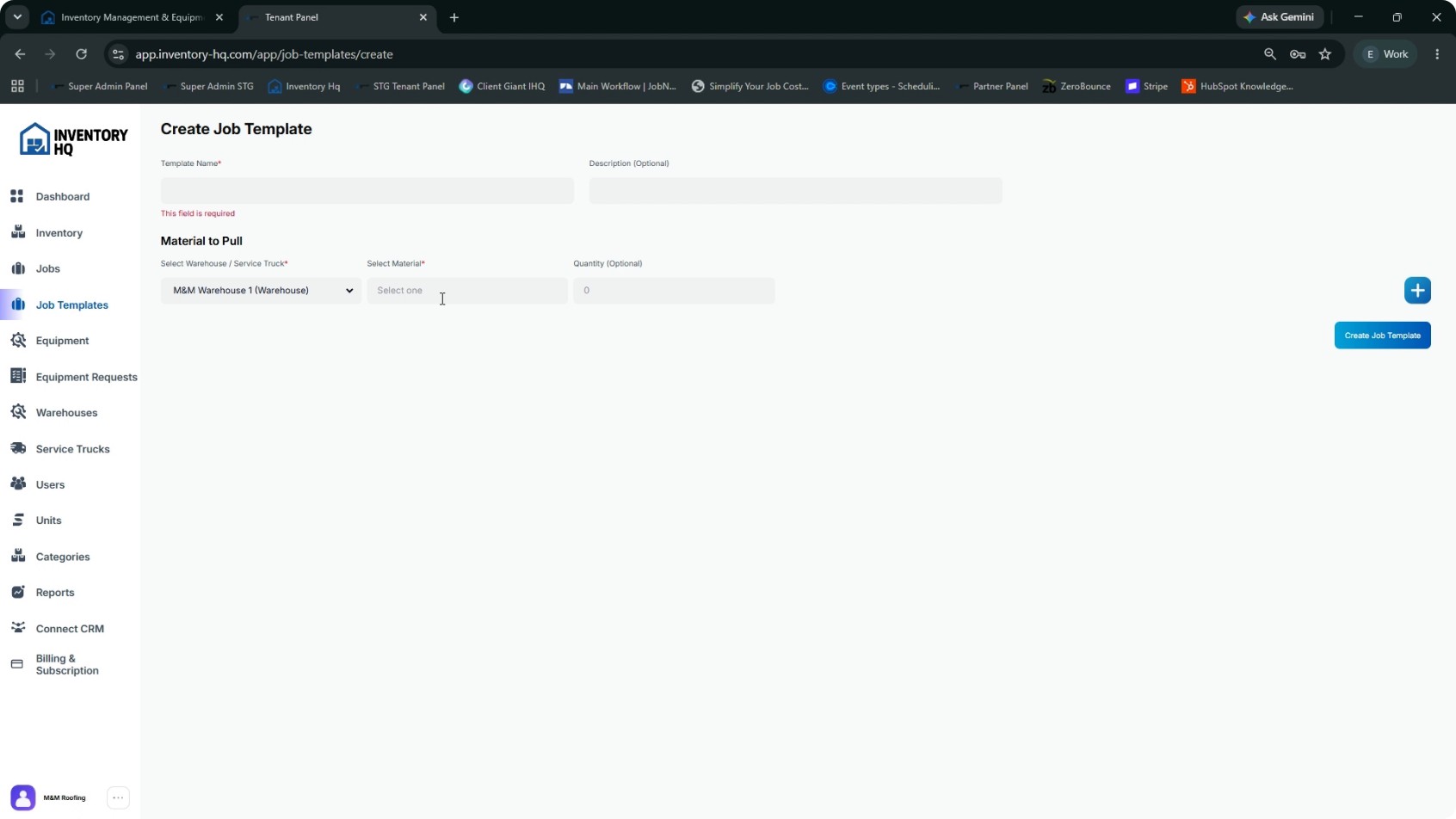 Add Materials and Quantities screenshot 1