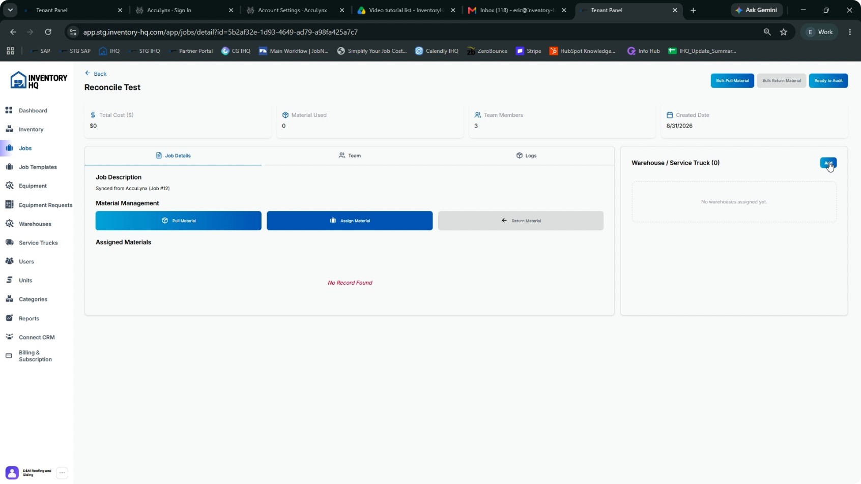 Attach Warehouses or Service Trucks to a Job screenshot 1
