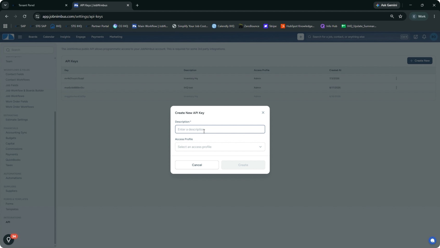 Create an API Key in JobNimbus screenshot 3