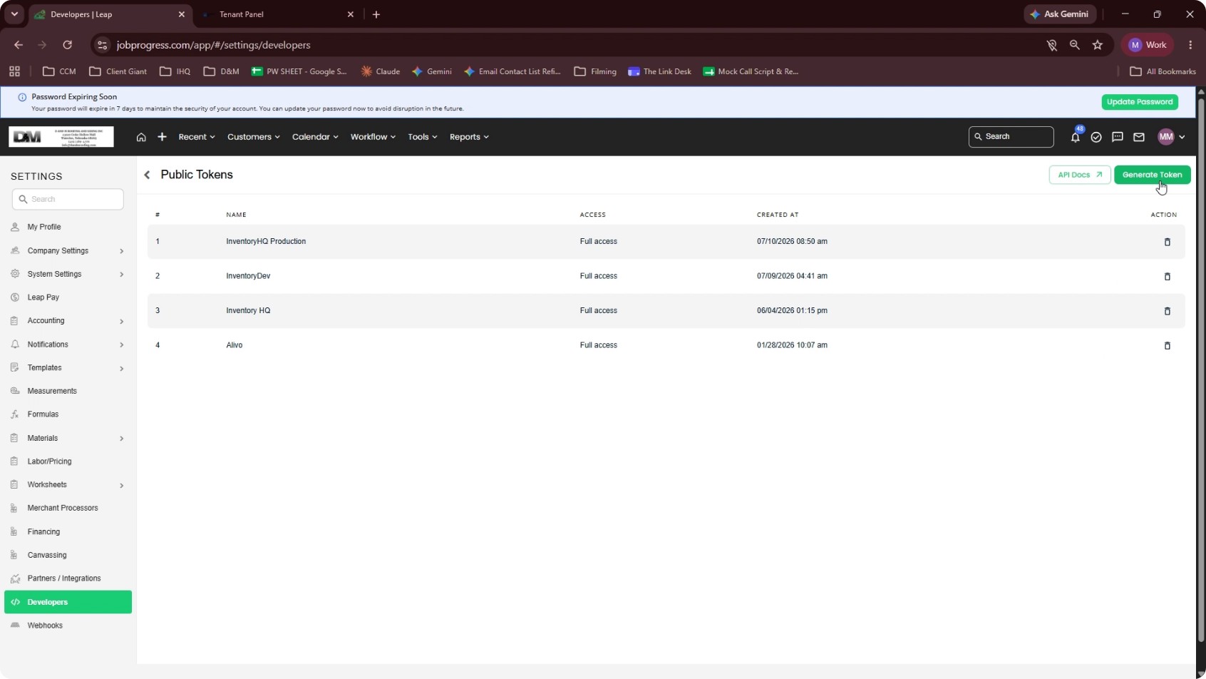 Generate an API Token in Leap screenshot 4
