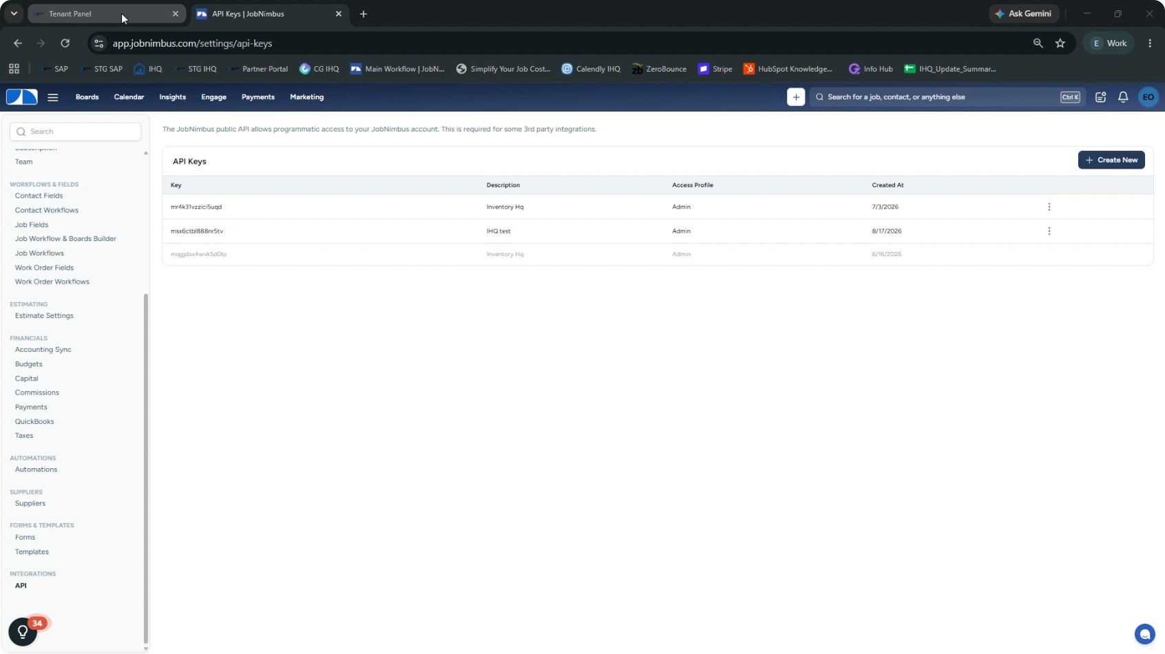 Copy and Paste the API Key into InventoryHQ screenshot 2