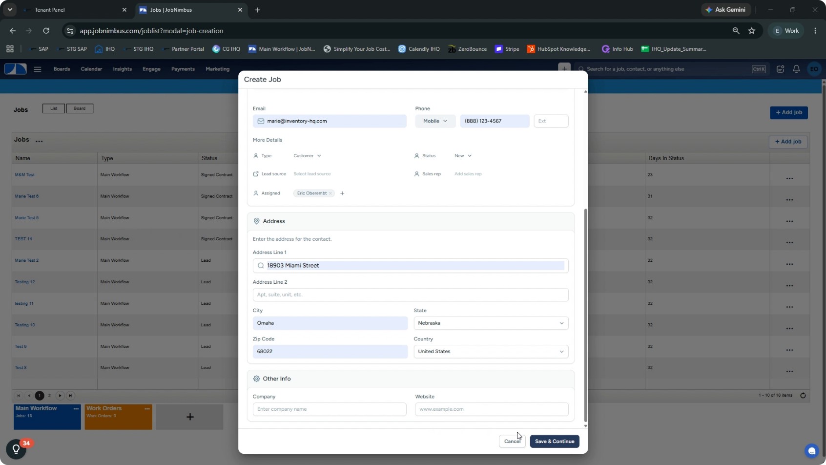 Create a Test Job in JobNimbus screenshot 4