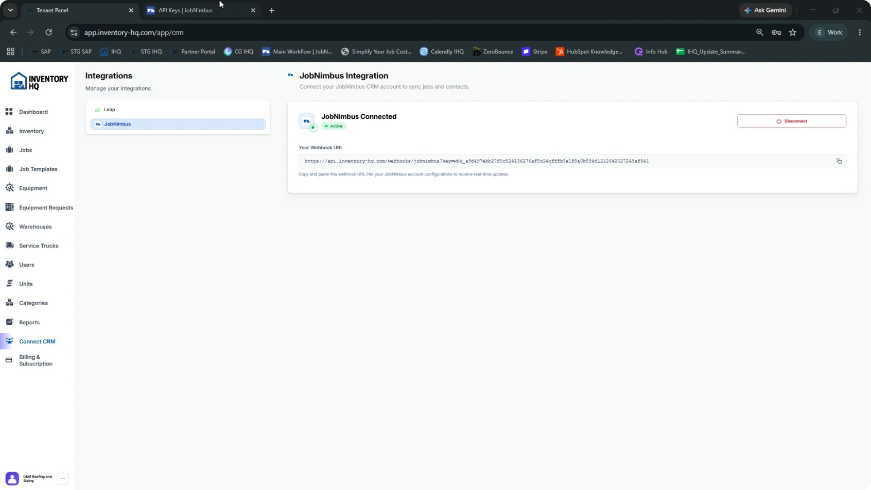 Open Automation Settings in JobNimbus screenshot 1