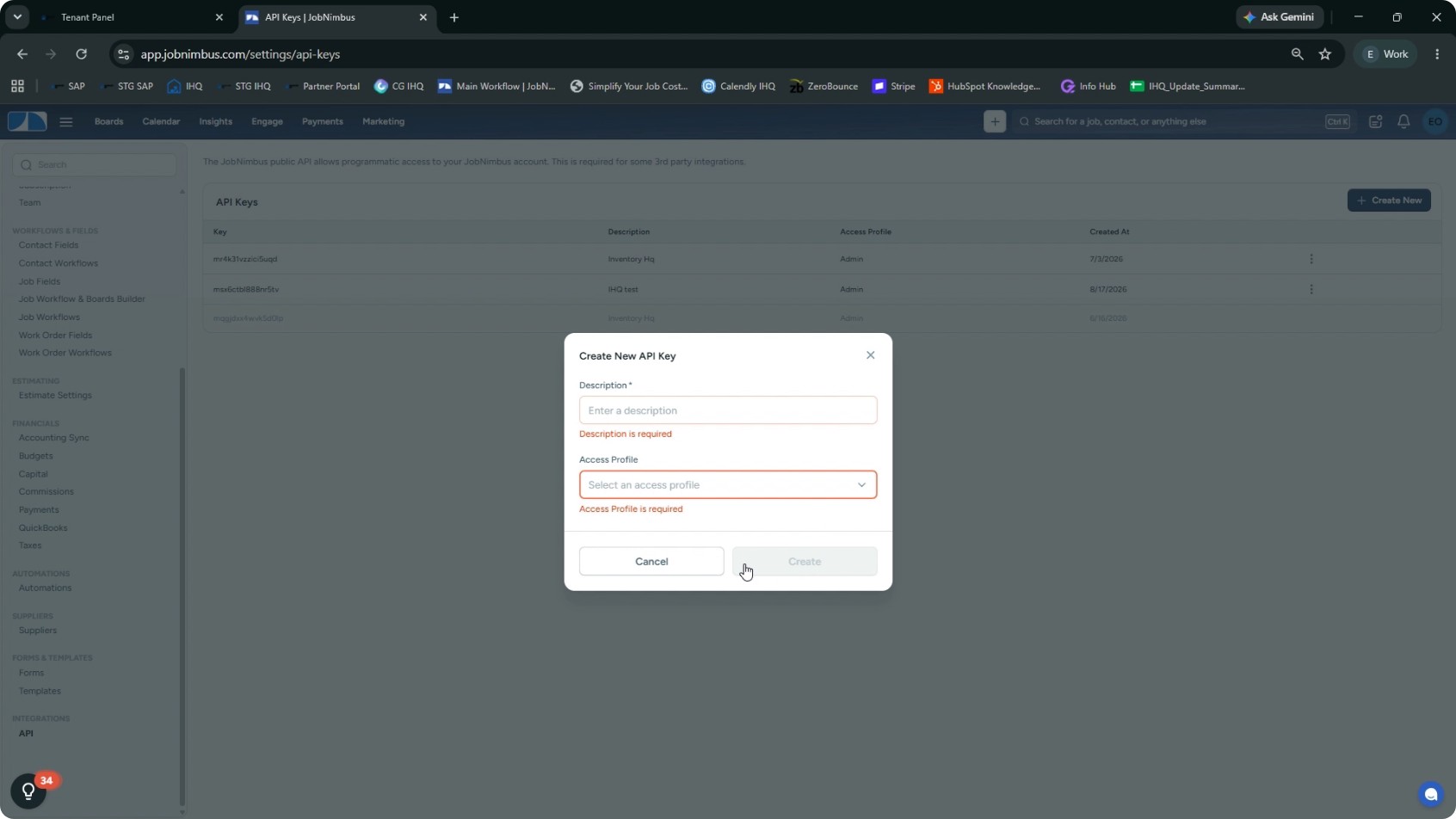 Create an API Key in JobNimbus screenshot 5
