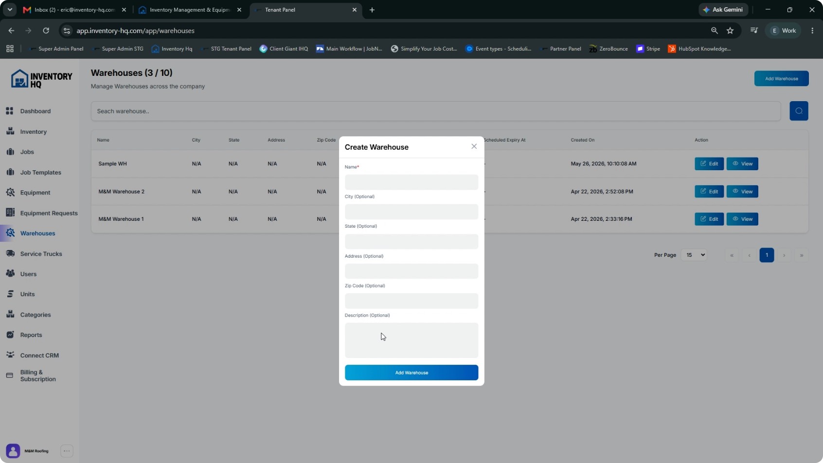 Set Up Warehouses screenshot 3