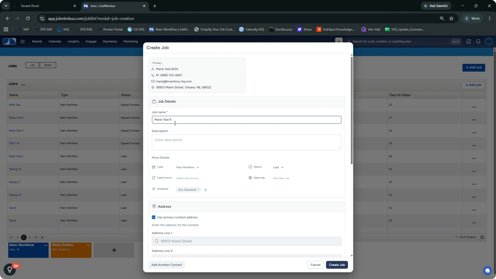 Create a Test Job in JobNimbus screenshot 6