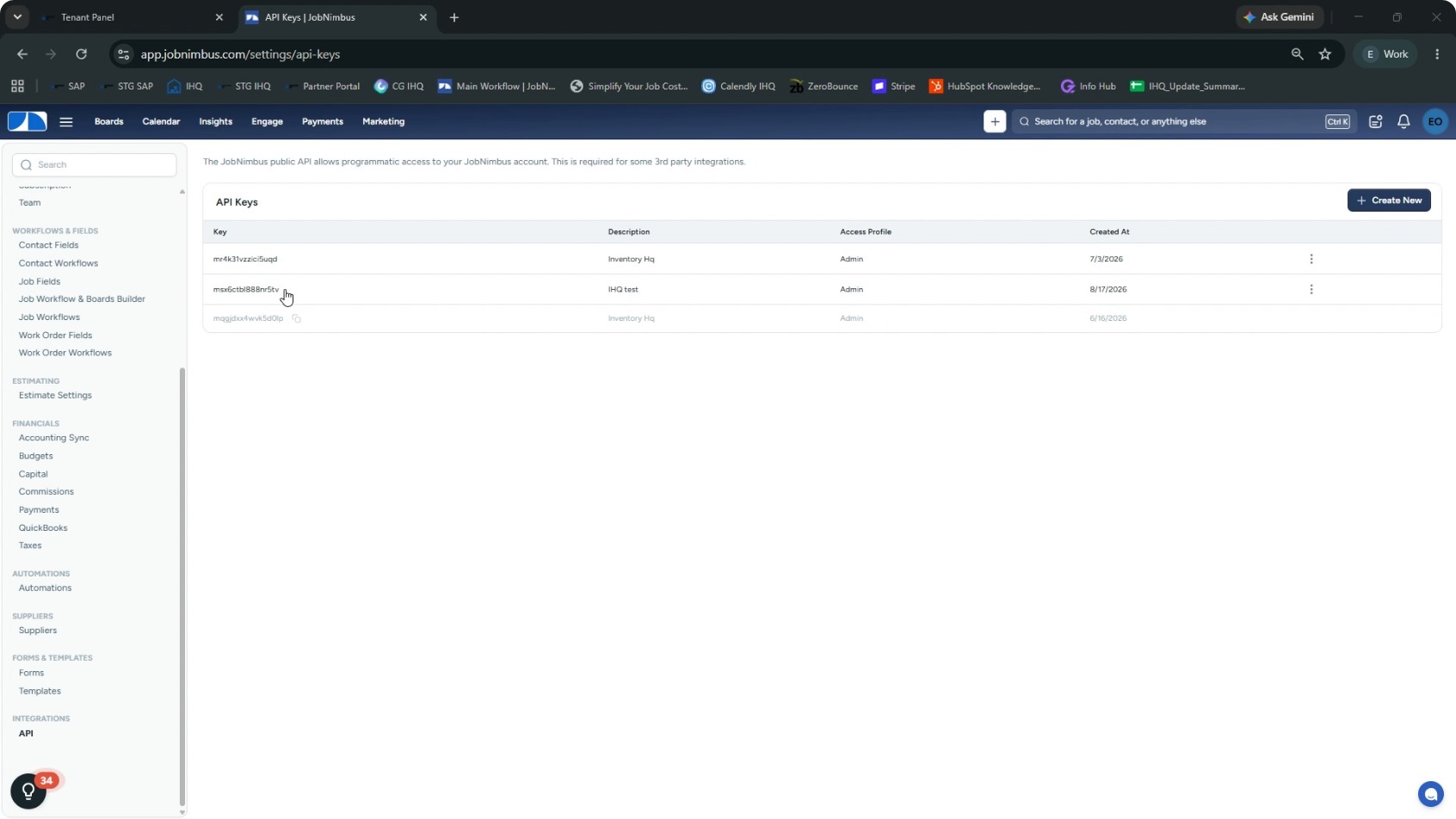 Copy and Paste the API Key into InventoryHQ screenshot 1
